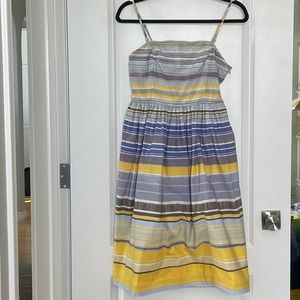 Anthropologie Maeve Blue and Yellow Striped Dress